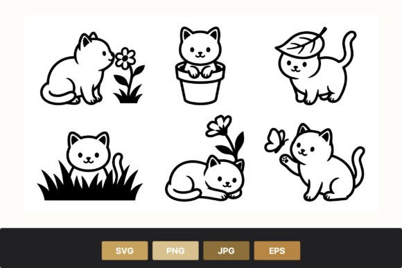 Download Cute Black and White Cat Line Art - Cat line art Collection