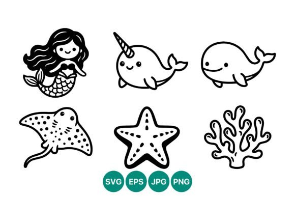 Download Cute Mermaid Narwhal Whale Starfish - Starfish Collection