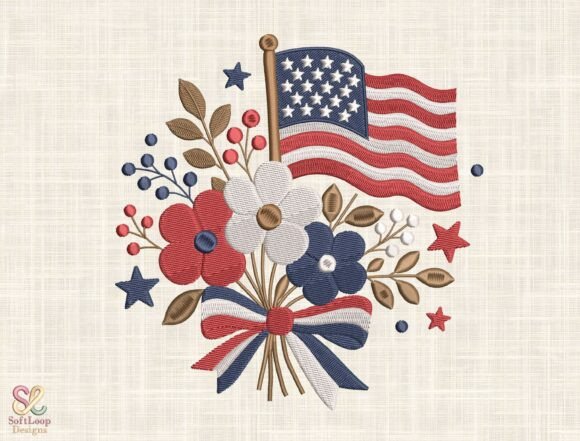 Download Patriotic Floral Embroidery Design - Floral embroidery Collection