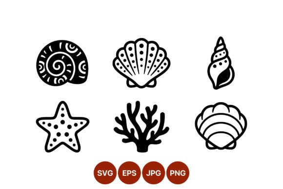 Download Sea Shells and Starfish Vector Line Art - Starfish Collection